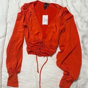 NEW- Orange Long Sleeved Crop Top